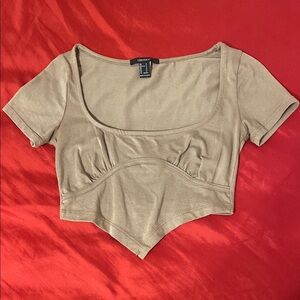 Forever 21 Tan Asymmetrical Fitted Top